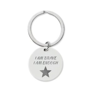 I Am Brave Stainless Steel Round Keychain (Engraving)
