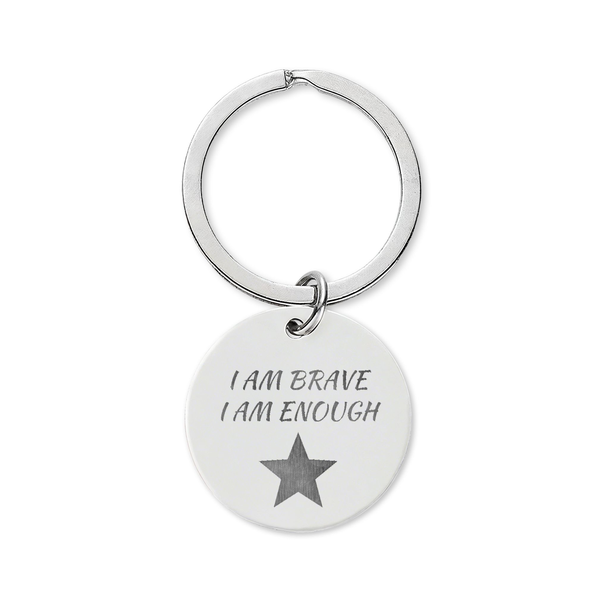 I Am Brave Stainless Steel Round Keychain (Engraving)