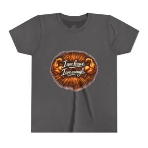 I Am Brave I Am Enough Youth Tee — Inspirational Kids T-Shirt by Kaleb Designed