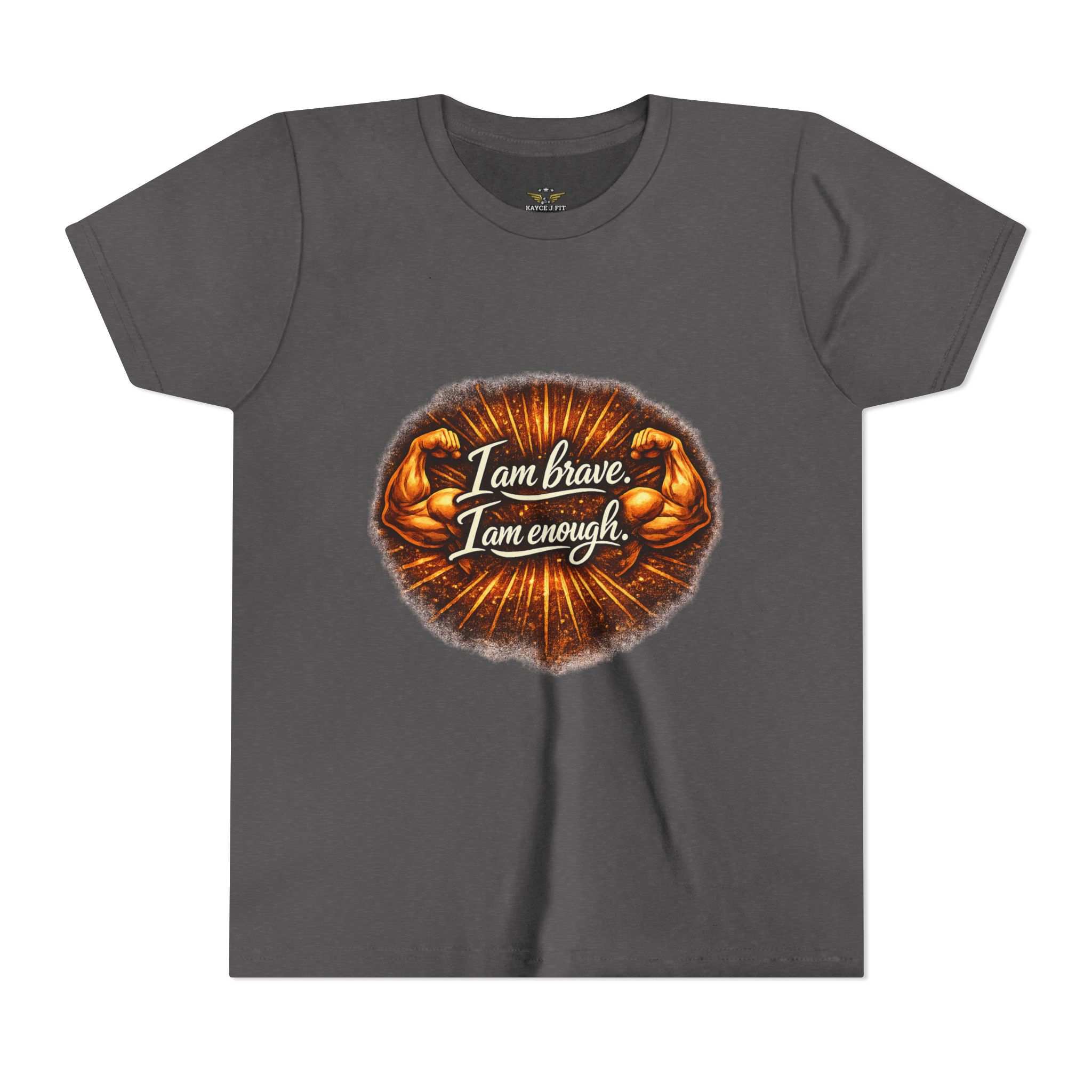 I Am Brave I Am Enough Youth Tee — Inspirational Kids T-Shirt by Kaleb Designed