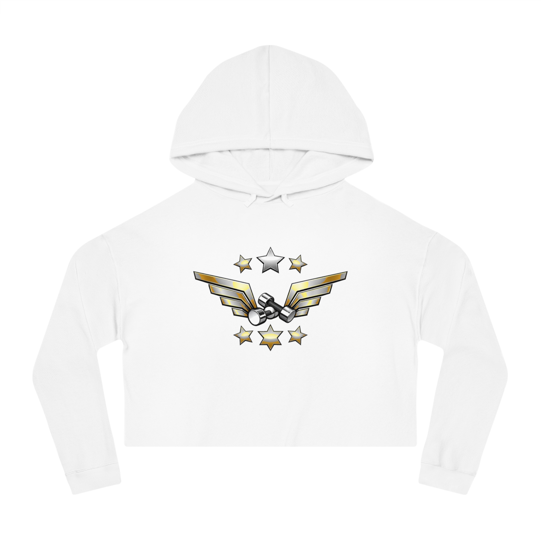 Winged Dumbbells Cropped Hoodie — Women's Fitness Crop Hoodie