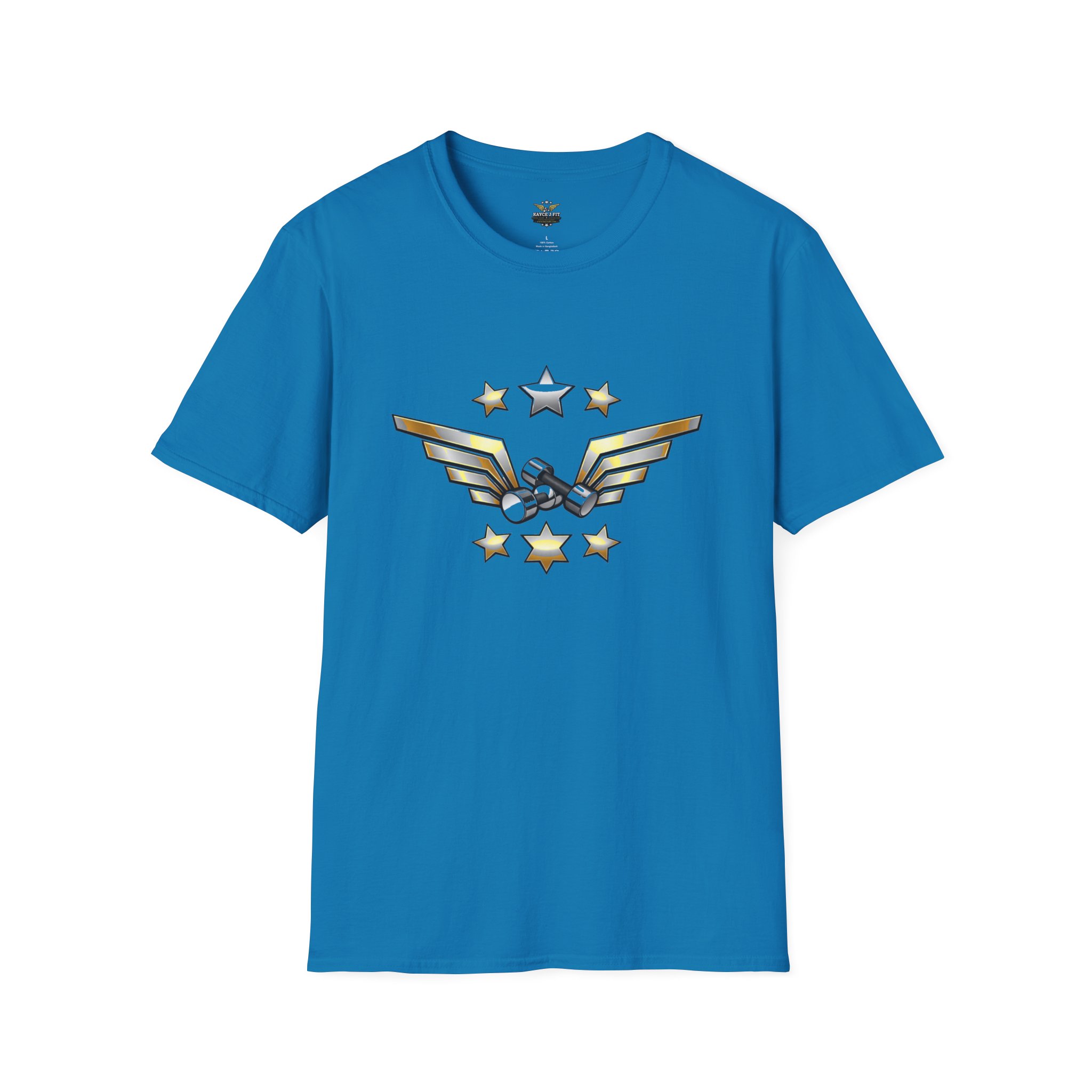Winged Badge T‑Shirt — Gold & Silver Star Emblem Tee